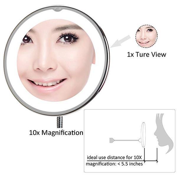 10X Magnifying Magic Makeup Mirror - 360 Degree Rotation
