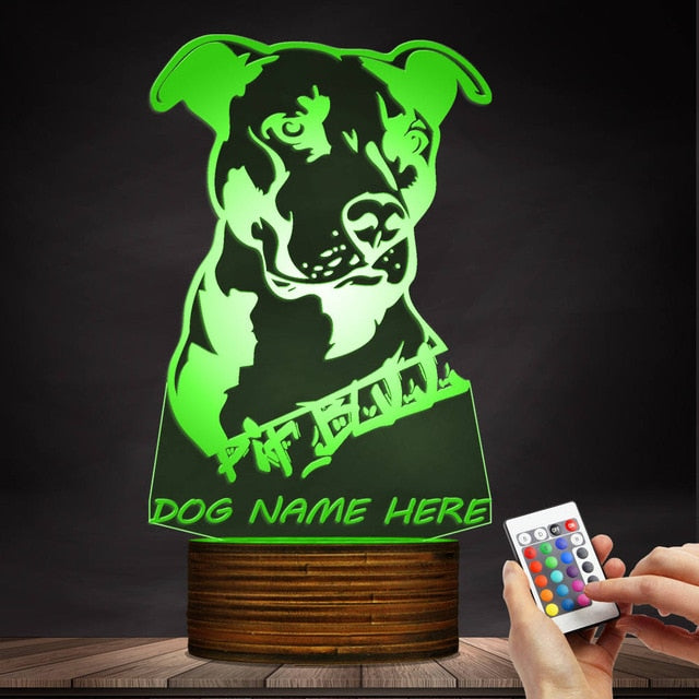 Custom Pitbull 3D LED LAMP - Customized Name
